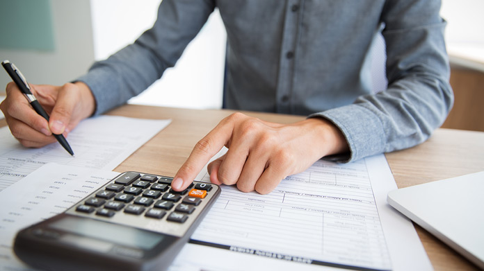 Calculator and worksheets used to organize tax information